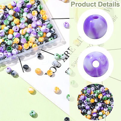 320Pcs 4 Colors Opaque Acrylic Beads SACR-YW0001-68-1