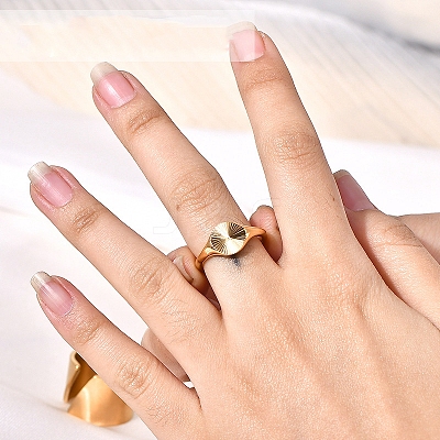 Flat Round 304 Stainless Steel Finger Rings FS-WG268FC-02-1