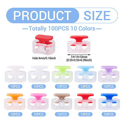 100Pcs 10 Colors Plastic Cord Locks KY-TA0001-66-1