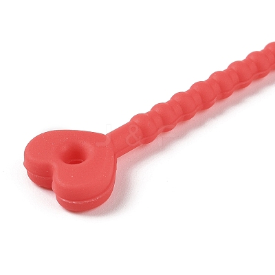 Heart Shape Silicone Cable Zip Ties AJEW-C034-02F-1