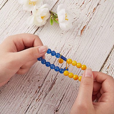 Stone Braided Bead Bracelet BJEW-SW00019-1