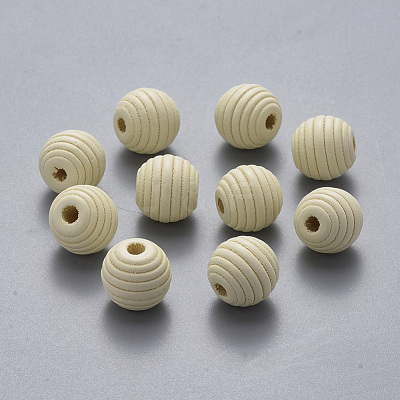 Painted Natural Wood Beehive Beads WOOD-Q040-019B-A08-1