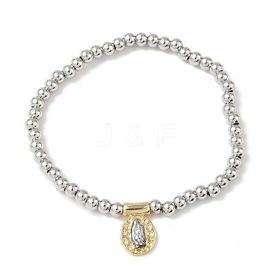 Brass Oval Charms Bracelets BJEW-B148-03A-01-1