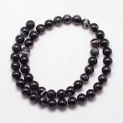 Natural Black Agate Bead Strands G-K166-13-8mm-05-1