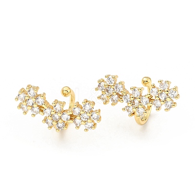 Clear Cubic Zirconia Flower Cuff Earrings X-EJEW-G295-08G-1