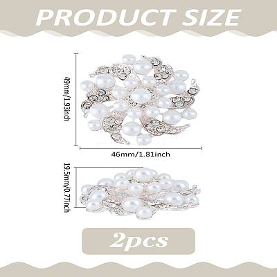 2Pcs Flower Alloy Rhinestone Cabochons FIND-LP0002-22-1