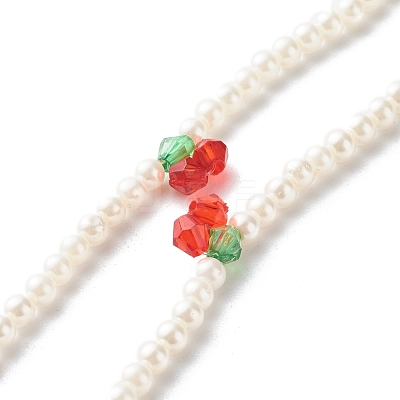 Round Shell Pearl Cherry Beaded Necklaces NJEW-TA00001-1