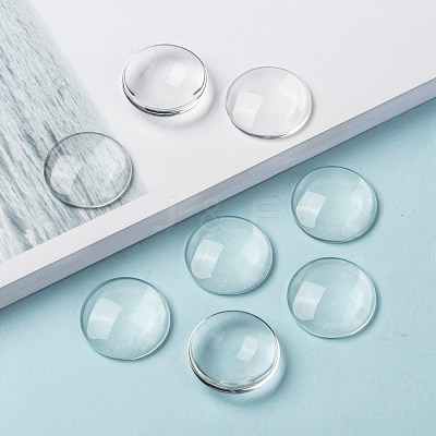 Transparent Glass Cabochons X-GGLA-R026-25mm-1