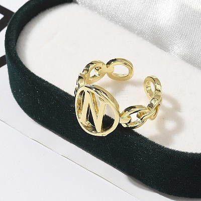 Brass Open Cuff Rings for Women RJEW-K289-01G-N-1