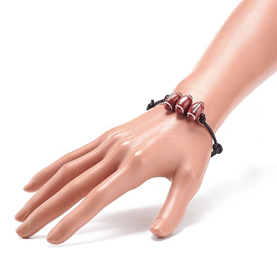 2Pcs 2 Colors Sport Theme Acrylic Beaded Bracelet BJEW-JB08558-04-1