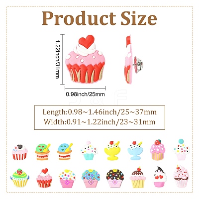 16Pcs PVC Ice Cream Lapel Pin Backs for Backpack Clothes JEWB-CJC0022-014A-1