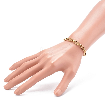 304 Stainless Steel Oval Link Chain Bracelets BJEW-JB06101-01-1
