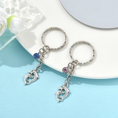 2Pcs Valentine's Day Alloy Glass Keychain KEYC-YW00188-1