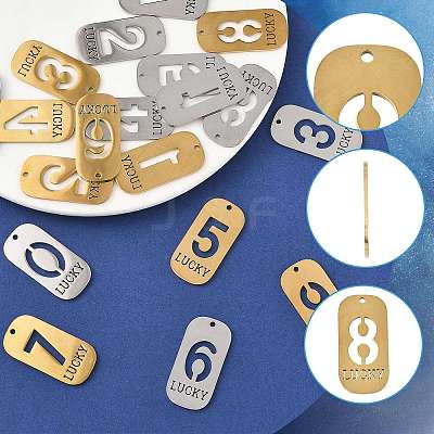 10Pcs 10 Styles 304 Stainless Steel Pendants STAS-FS0002-17P-1