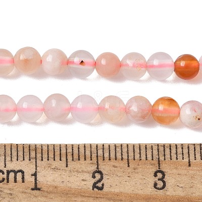 Natural Cherry Blossom Agate Beads Strands X-G-B130-4mm-02-1