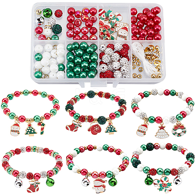 Christmas Theme DIY Alloy & Polymer Clay Rhinestone Bracelet Making Kits DIY-SC0027-63-1