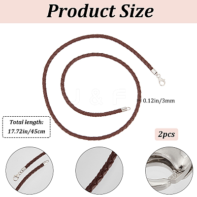 2Pcs Braided Round Leather Cord Necklace Making NJEW-BBC0001-19B-02-1