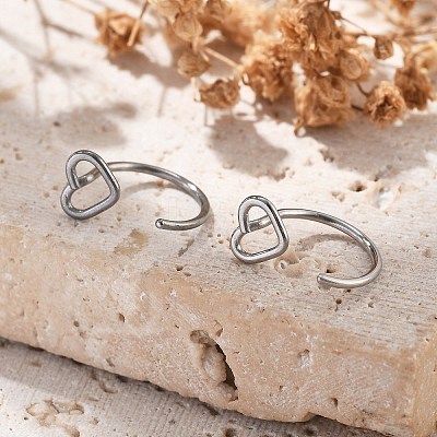 304 Stainless Steel Heart Hoop Nose Rings AJEW-A062-06P-1