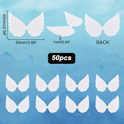AHADEMAKER 50Pcs Cloth Embossed Wing Ornament Accessories FIND-GA0002-55-1