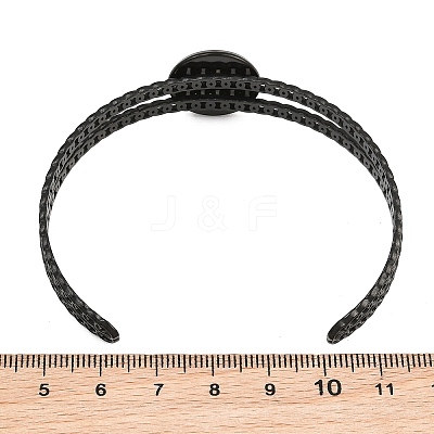 304 Stainless Steel Blank Cuff Bangle Bases with Flat Round Tray SA-CBA82C8-05A-EB-1