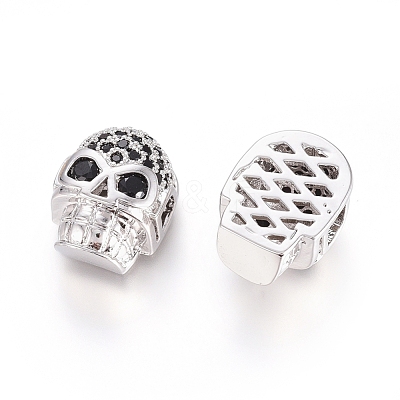 Brass Micro Pave Cubic Zirconia Beads ZIRC-G166-42P-1