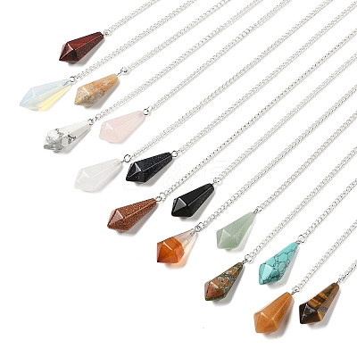 Natural & Synthetic Gemstone Cone Pointed Dowsing Pendulums G-A249-03S-1