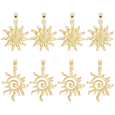 8Pcs 2 Styles Brass Pendants KK-BBC0024-51-1