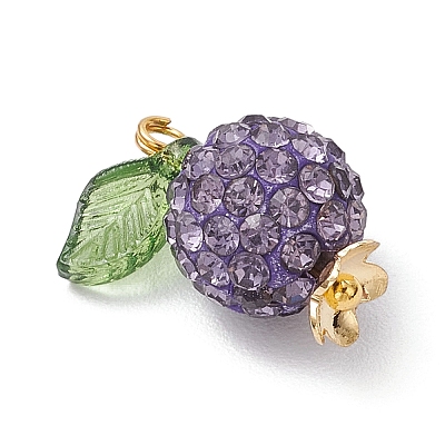 Pave Disco Ball Beads with Transparent Acrylic Charms and 304 Stainless Steel Bead Caps and Brass Ball Head pins Pendants PALLOY-TA00243-1