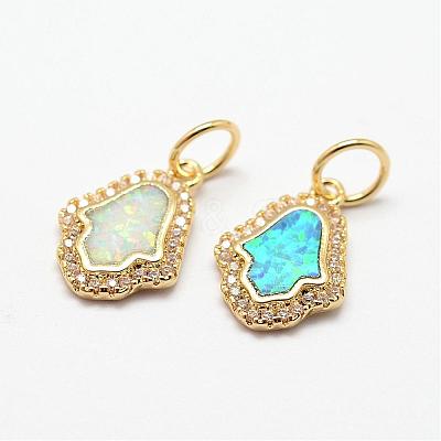 Brass Micro Pave Cubic Zirconia Charms ZIRC-E116-01A-1