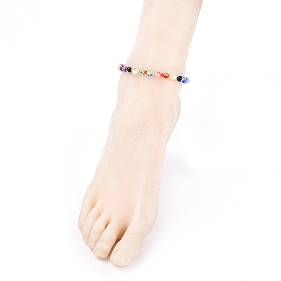 Handmade Millefiori Glass Beads Anklets AJEW-AN00341-02-1