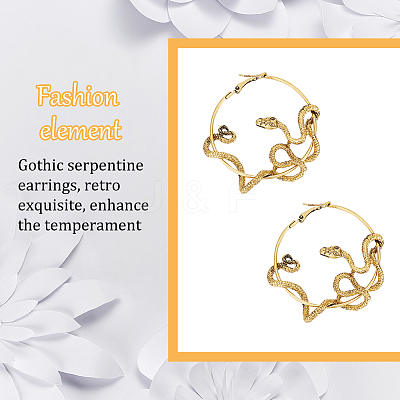 3 Pairs 3 Colors Alloy Snake Wrapped Ring Hoop Earrings for Women EJEW-AN0001-63-1