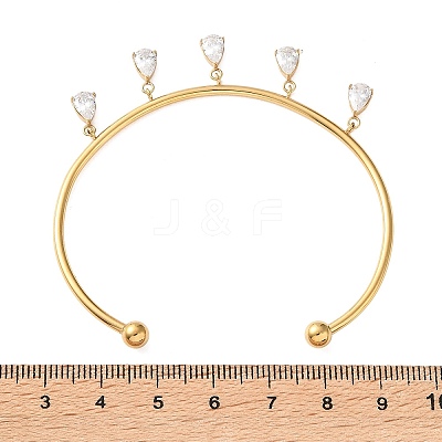 304 Stainless Steel Pave Cubic Zirconia Charm Bangles SA-CBA8C9C-08G-1