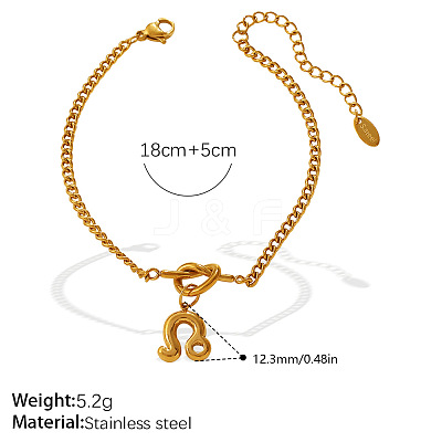 304 Stainless Steel Twelve Constellation Knot Charm Bracelets for Unisex WG096DB-07-1