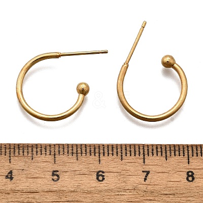 304 Stainless Steel C-shaped Hoop Circle Ball Stud Earrings X-STAS-K204-04G-1