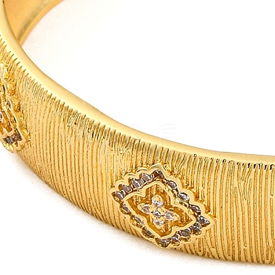 Rhombus Rack Plating Brass Micro Pave Cubic Zirconia Cuff Bracelets for Women BJEW-M040-15G-1