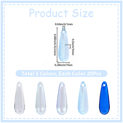 100Pcs 5 Colors Baking Paint Transparent Glass Pendants FIND-SC0023-47A-1