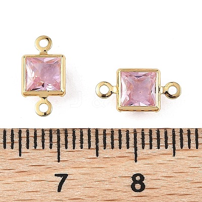 SHEGRACE Brass Pave Cubic Zirconia Square Connector Charms XGRQ2O093-440E-G-1
