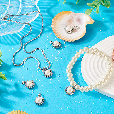 4Pcs Natural Pearl Pendants PALLOY-TAC0182-1