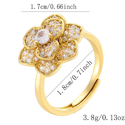 Brass Micro Pave Cubic Zirconia Rotating Cuff Open Rings WG7EBE6-05-1