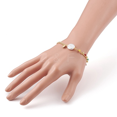 Natural Baroque Pearl Keshi Pearl Link Bracelets BJEW-JB05803-05-1
