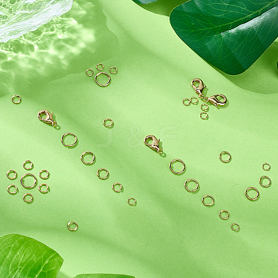 290Pcs 5 Styles Rack Plating Brass Jump Rings KK-BBC0017-95-1
