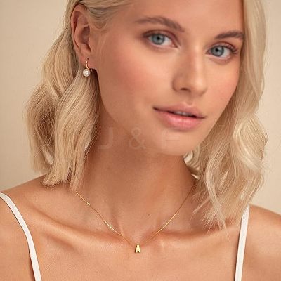304 Stainless Steel Initial Pendant with Brass Box Chain Necklaces for Women FS-WG8229D-01-1