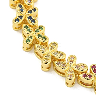 Rack Plating Brass Pave Cubic Zirconia Butterfly Link Bracelets for Women BJEW-B110-05G-01-1