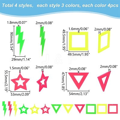 48Pcs 12 Styles Acrylic Big Pendants FIND-PH0022-47-1