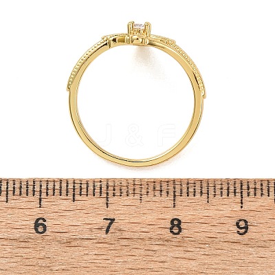 Brass Micro Pave Cubic Zirconia Finger Rings for Women RJEW-K261-11G-1