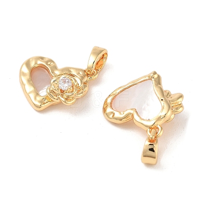 Brass Micro Pave Clear Cubic Zirconia Charms KK-B102-30G-1