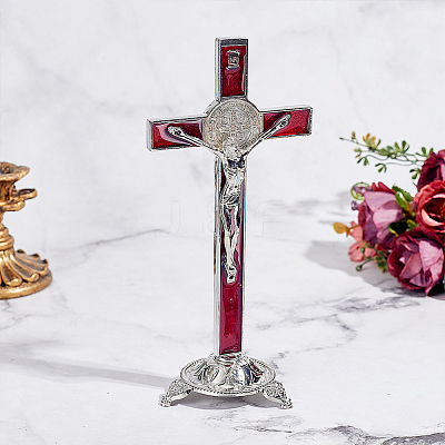 Alloy Enamel Saint Benedict Crucifix Display Decorations AJEW-WH0752-416B-1