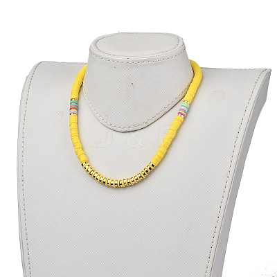 Handmade Polymer Clay Heishi Beads Beaded Necklaces NJEW-JN02901-02-1