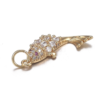 Brass Micro Clear Cubic Zirconia Pendants ZIRC-F120-044G-1