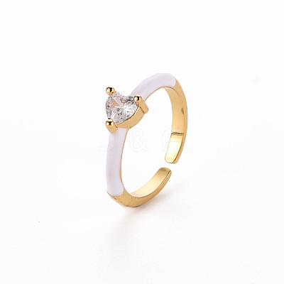 Brass Enamel Cuff Rings RJEW-T016-31G-NF-1